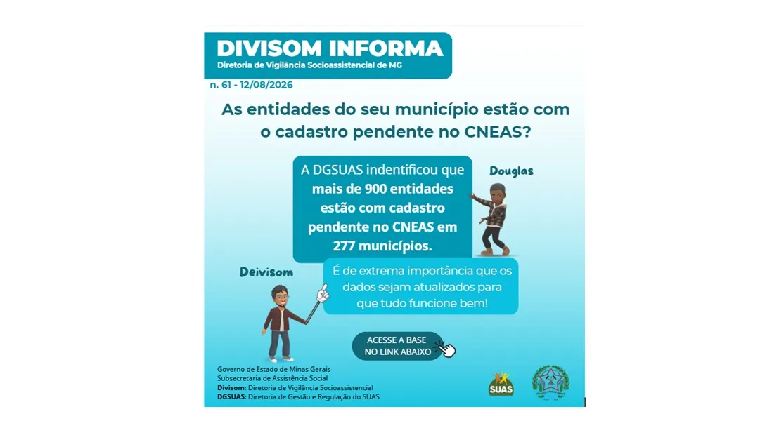 Mais de 900 entidades estão com cadastro pendente no CNEAS