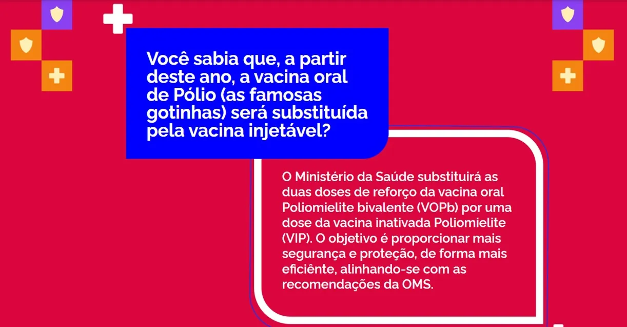 Crianças maiores de quatro anos terão segunda dose contra poliomielite